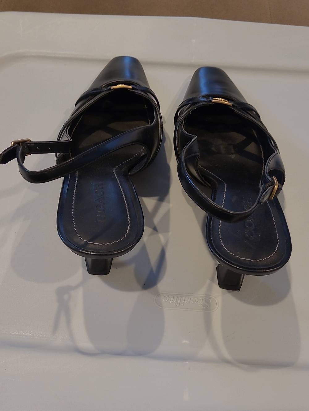 Coach Black Rowyn Classic Black Slingback Kitten Heels Size 11 - Picture 5 of 9